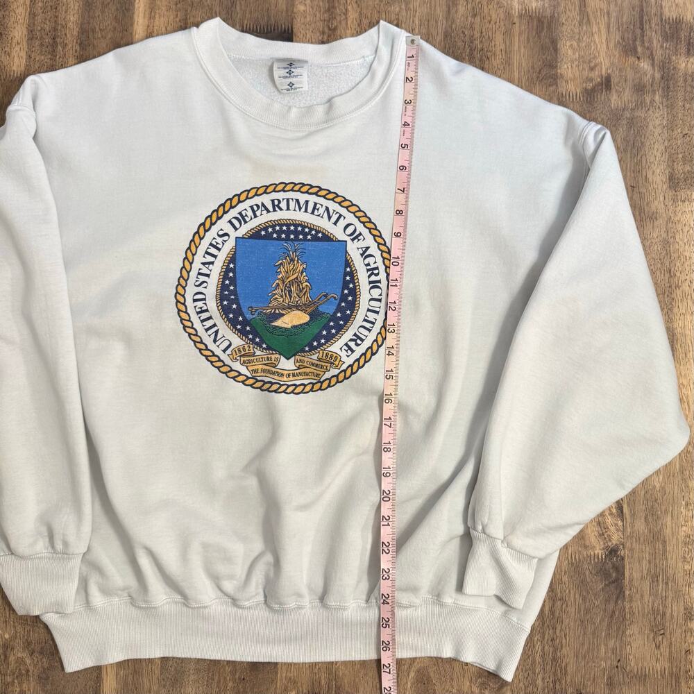 VTG United States Department of Agriculture Sweatshirt Crest White Unisex 2XL - Picture 6 of 11